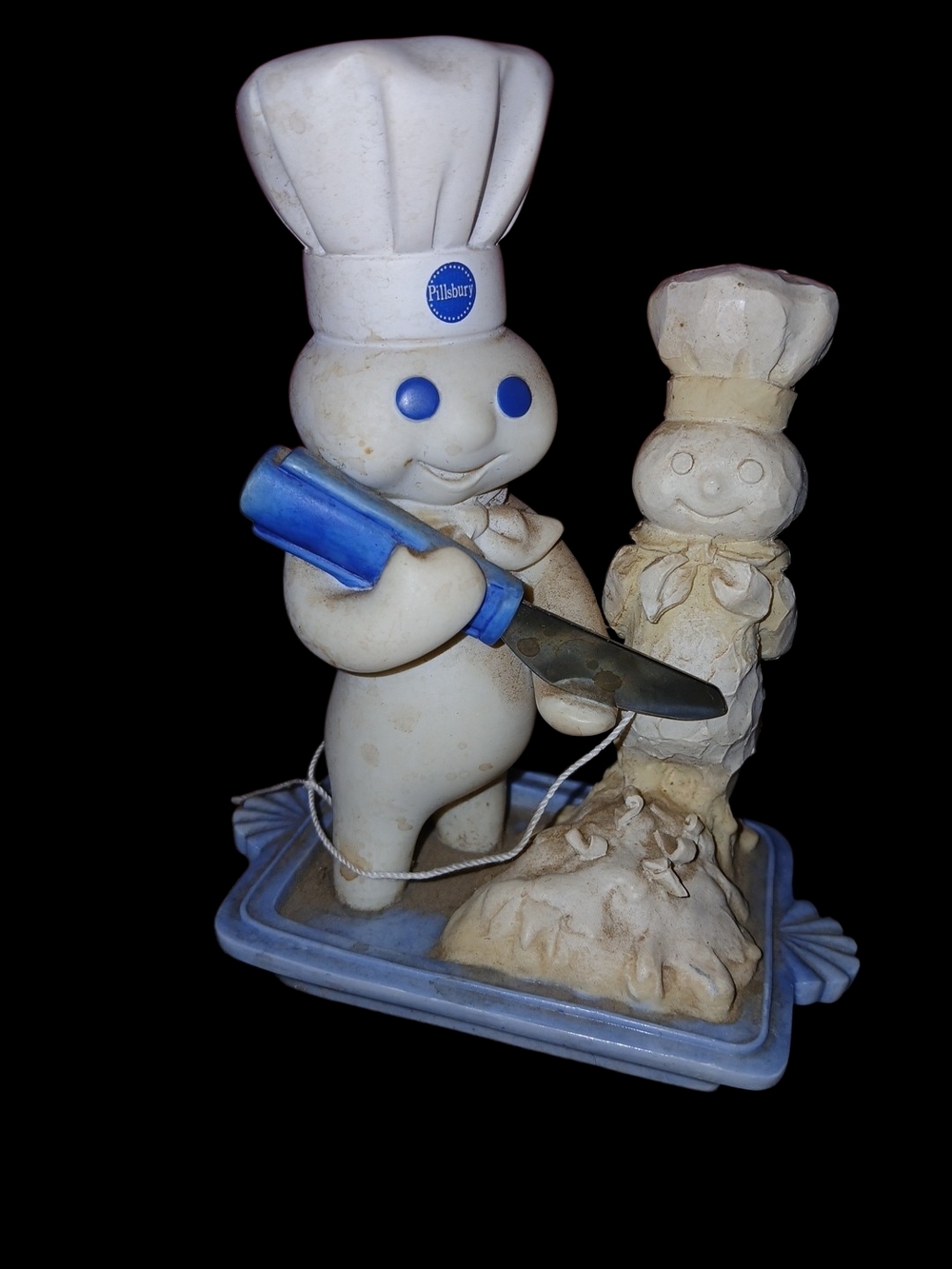 Ceramic Chef Figurine Knife Holder - White and Blue